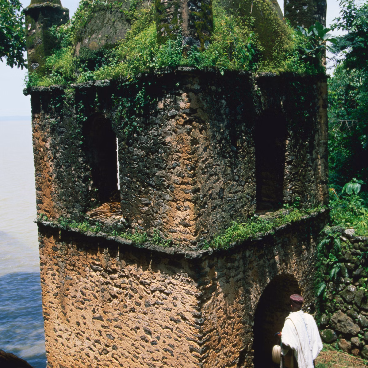 Set in the middle of the lake on Dek Island, Narga Selassie is peaceful, atmospheric and little visited. Built in the mid-18th century, it has a Gonderian influence and the fine original paintings include a portrait of Mentewab and there’s also a bas-relief of James Bruce (smoking his pipe) at the main entrance. It’s three hours by boat and a two-minute walk from the landing.